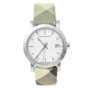 Burberry White Stainless Steel Smoked Check BU1798 Women's Wristwatch 38 mm