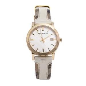 Burberry Champagne Gold Plated Stainless Steel Leather BU9015 Women's Wristwatch 38 mm
