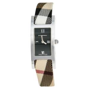 Burberry Black Stainless Steel Calfskin Heritage Nova BU1009 Women's Wristwatch 18 mm