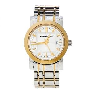 Burberry Silver Two Tone Stainless Steel Heritage BU1359 Women's Wristwatch 28 mm