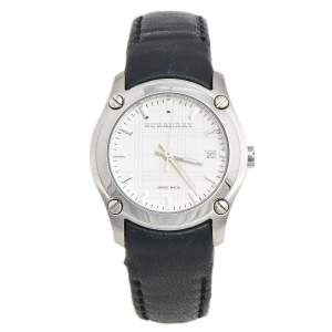 Burberry White Stainless Steel Leather BU1859 Women's Wristwatch 29 mm
