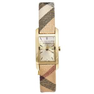 Burberry Champagne Gold Plated Stainless Steel Canvas The Pioneer BU9509 Women's Wristwatch 20 mm