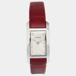 Burberry Silver Stainless Steel Leather BU1054 Women's Wristwatch 20 mm