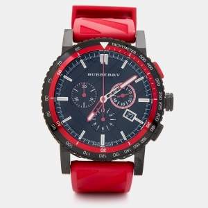Burberry Black PVD Coated Stainless Steel Rubber The City BU9805 Men's Wristwatch 42 mm