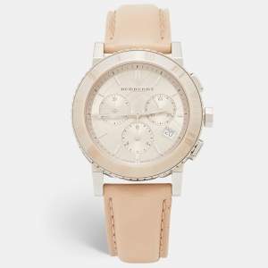 Burberry Beige Stainless Steel Leather Classic BU9702 Women's Wristwatch 39 mm