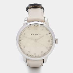 Burberry Champagne Stainless Steel Leather Classic BU10105 Women's Wristwatch 32 mm 