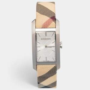 Burberry Silver Stainless Steel Nova Check Canvas BU9403 Women's Wristwatch 25 mm