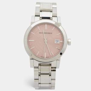 Burberry Pink Stainless Steel The City BU9124 Women's Wristwatch 34 mm