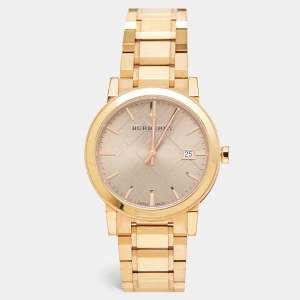 Burberry Beige Rose Gold Plated Stainless Steel The City BU9034 Women's Wristwatch 38 mm