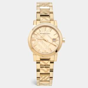 Burberry Champagne Gold Plated Stainless Steel The City BU9145 Women's Wristwatch 34 mm