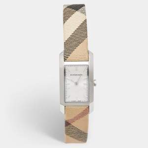 Burberry Silver Stainless Steel Leather The Pioneer BU9508 Women's Wristwatch 20 mm