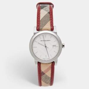 Burberry Silver Stainless Steel Leather The City BU9122 Women's Wristwatch 35 mm