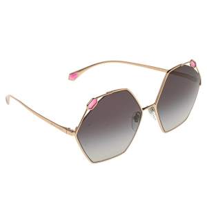 Bvlgari Grey Gold Tone Metal Serpenti True Colors Hexagonal Sunglasses