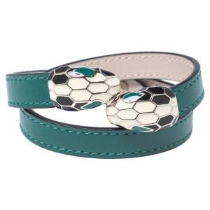 Bvlgari Serpenti Forever Green Leather Double Coil Bracelet