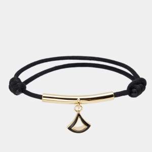 Bvlgari Divas' Dream Black Enamel Gold Tone Metal Adjustable Cord Bracelet