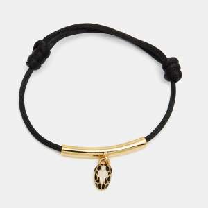 Bvlgari Serpenti Forever Black Enameled Snakehead Charm Cord Bracelet
