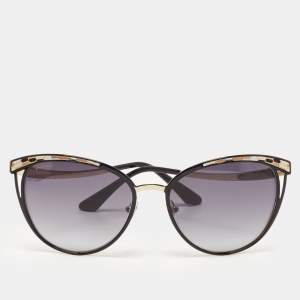 Bvlgari Black & Gold Tone/Grey Gradient 6083 Serpenti Cat-Eye Sunglasses