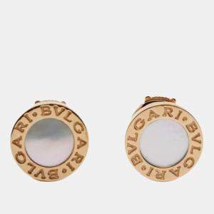 Bvlgari 18K Yellow Gold and Mother of Pearl Stud Earrings