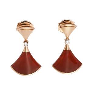Pre Owned Bvlgari Divas' Dream Carnelian Diamond 18K Rose Gold Earrings