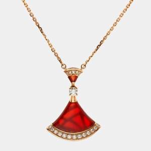 Bvlgari Divas' Dream Carnelian Diamond 18k Rose Gold Necklace