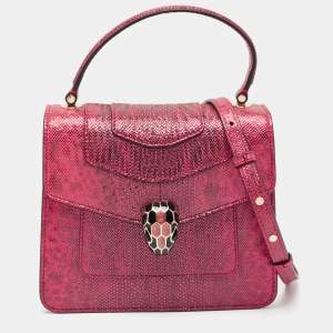 Bvlgari Red Karung Serpenti Forever Flap Top Handle Bag