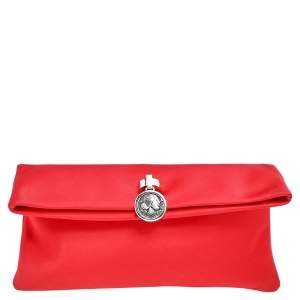 Bvlgari Red Satin Monete Clutch