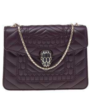Bvlgari Dark Purple Quilted Scaglie Leather Small Serpenti Forever Shoulder Bag