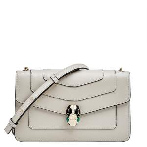 Pre Owned Bvlgari White Leather Serpenti Forever Shoulder Bag