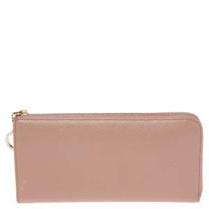 Bvlgari Beige Leather Zip Continental Wallet
