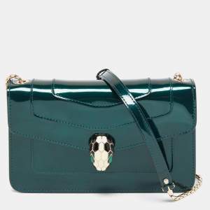 Bvlgari Green Patent Leather Serpenti Forever Crossbody Bag