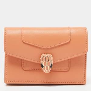 Bvlgari Orange Leather Serpenti Forever Card Holder