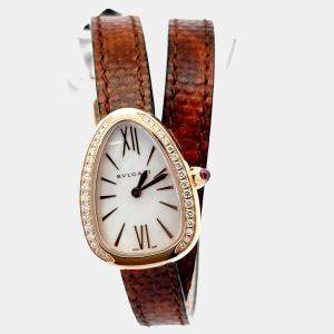 Pre Owned Bvlgari Serpenti 102727 Quartz White Rose Gold Women’s Wristwatch 35 mm