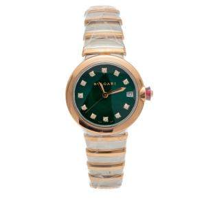 Bvlgari Lvcea Green Diamond Dial Steel & Rose Gold Women's Watch 33MM