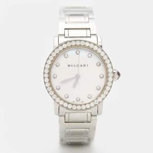 Bvlgari Mother of Pearl Diamond Stainless Steeel Bvlgari Bvlgari BBL33WSDS/12 Women's Wristwatch 33 mm