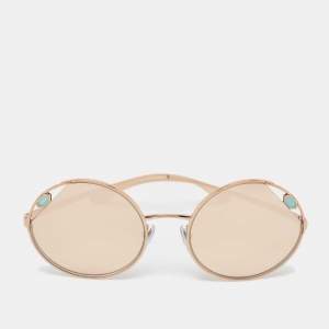 Bvlgari Rose Gold Mirrored BV 6159 Round Sunglasses