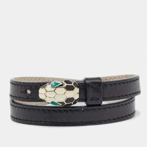 Bvlgari Serpenti Leather Enamel Gold Tone Bracelet