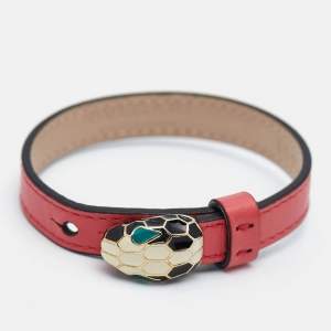 Bvlgari Serpenti Forever Leather Enamel Gold Tone Bracelet