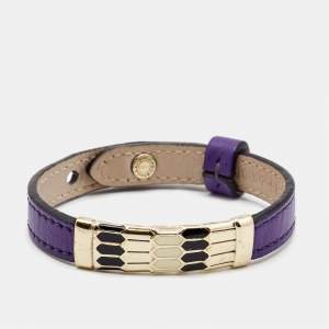 Bvlgari Serpenti Leather Enamel Gold Tone Bracelet