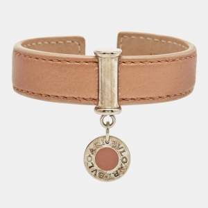Bvlgari Bvlgari Leather Enamel Silver Tone Bracelet