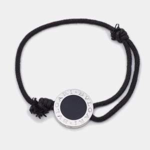 Bvlgari Bvlgari Black Enamel Sterling Silver Cord Bracelet