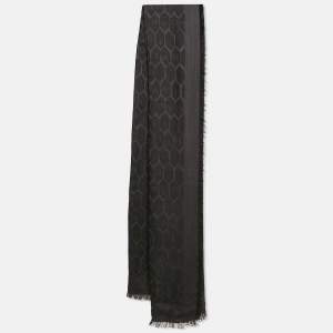 Bvlgari Black Monogram Jacquard Silk Blend Scarf