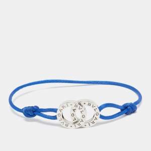 Bvlgari Circles Sterling Silver Blue Adjustrable Cord Bracelet