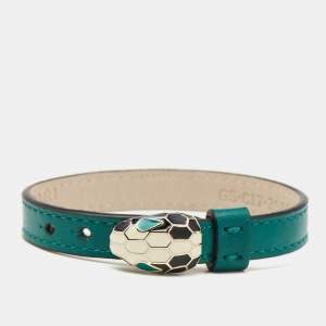 Bvlgari Serpenti Forever Enamel Leather Gold Tone Bracelet