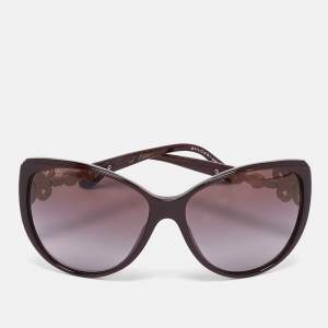 Bvlgari Burgundy Gradient 8097-B Crystal Flower Cat Eye Sunglasses