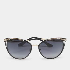 Bvlgari Serpenti Black Enamel Gold Tone 6083 Cat-Eye Sunglasses