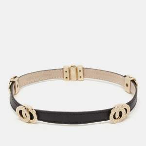 Bvlgari Bvlgari Leather Gold Tone Wrap Bracelet