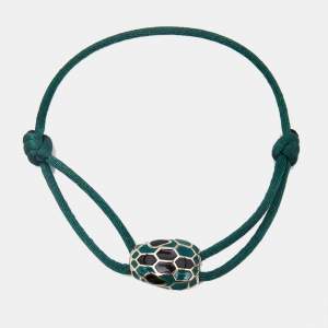 Bvlgari Serpenti Forever Enamel Gold Tone Adjustable Cord Bracelet