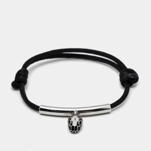 Bvlgari Serpenti Forever Enamel Silver Tone Cord Bracelet