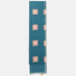 Bvlgari Blue Logo Print Silk Chiffon Stole
