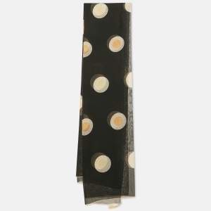 Bvlgari Black Logo Print Silk Chiffon Stole